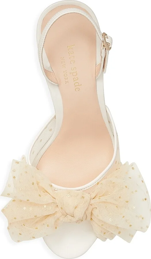 Women's Bridal Sparkle Tulle & Leather Slingback Sandals - Parchment - Size 10 - Image 5