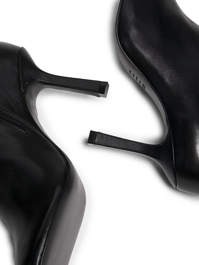 Women's Brielle 100MM Leather Booties - Black - Size 6.5 - Image 6