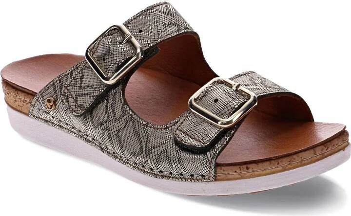 Women's Brighton 2 Strap Slide Sandal In Khaki Diamond