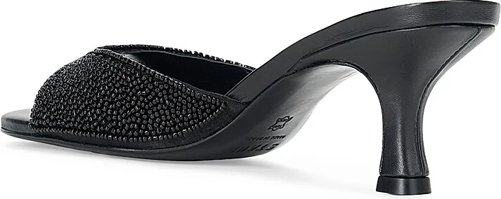 Women's Brigitte 55MM Beaded Kitten-Heel Sandals - Black - Size 8 - Image 3