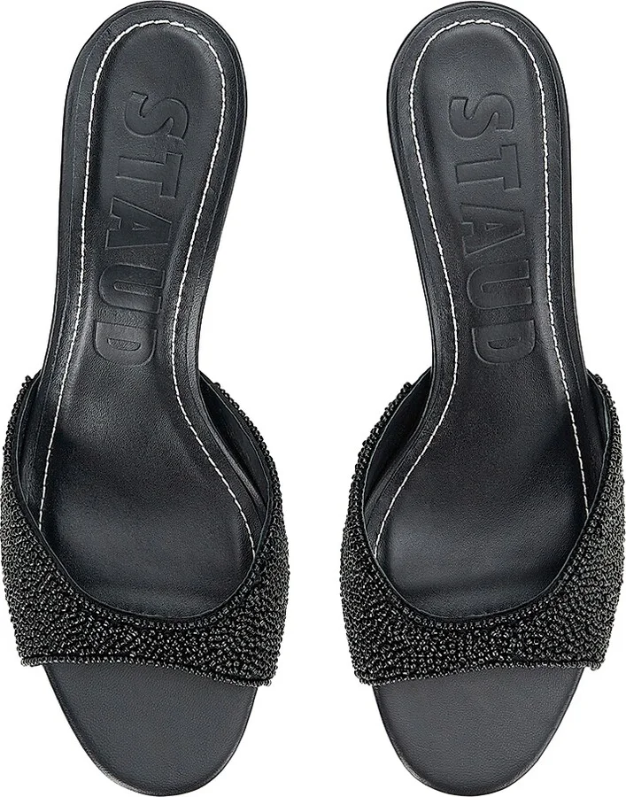 Women's Brigitte 55MM Beaded Kitten-Heel Sandals - Black - Size 8 - Image 4