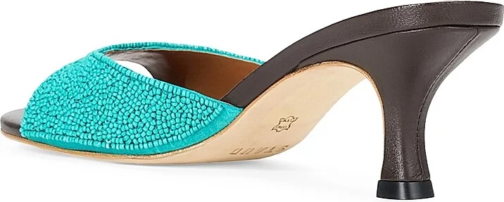 Women's Brigitte 55MM Beaded Kitten-Heel Sandals - Black - Size 8 - Image 7