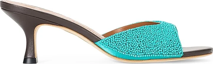 Women's Brigitte 55MM Beaded Kitten-Heel Sandals - Black - Size 8 - Image 10