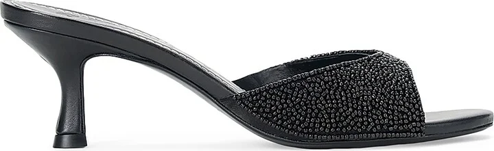 Women's Brigitte 55MM Beaded Kitten-Heel Sandals - Black - Size 8