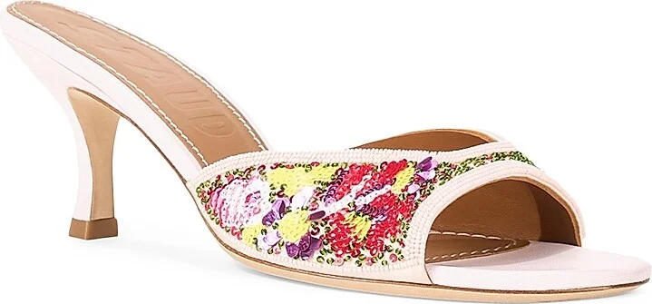 Women's Brigitte 55MM Beaded Leather Mules - Wildflowers - Size 8 - Image 2