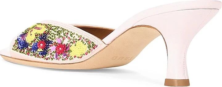 Women's Brigitte 55MM Beaded Leather Mules - Wildflowers - Size 8 - Image 3