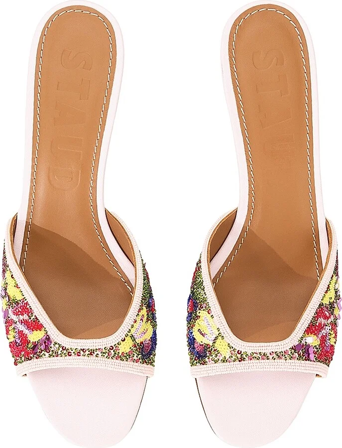 Women's Brigitte 55MM Beaded Leather Mules - Wildflowers - Size 8 - Image 4