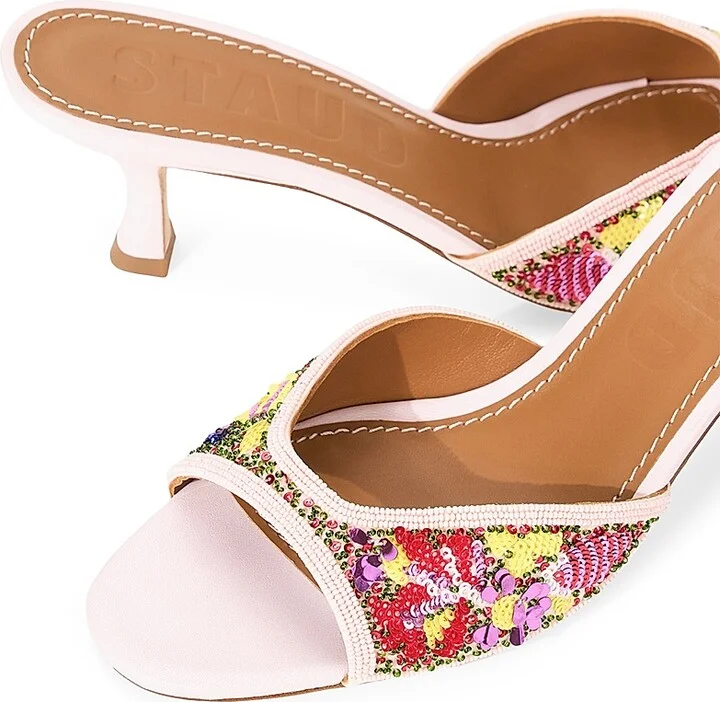Women's Brigitte 55MM Beaded Leather Mules - Wildflowers - Size 8 - Image 5