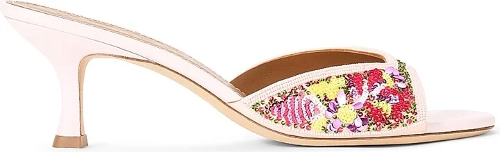 Women's Brigitte 55MM Beaded Leather Mules - Wildflowers - Size 8