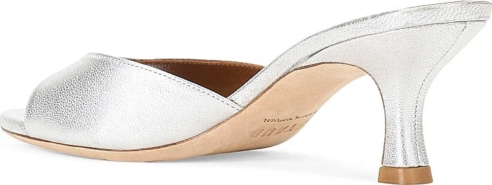 Women's Brigitte 55MM Metallic Leather Mule Sandals - Silver - Size 5 - Image 3