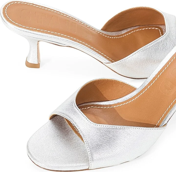 Women's Brigitte 55MM Metallic Leather Mule Sandals - Silver - Size 5 - Image 4