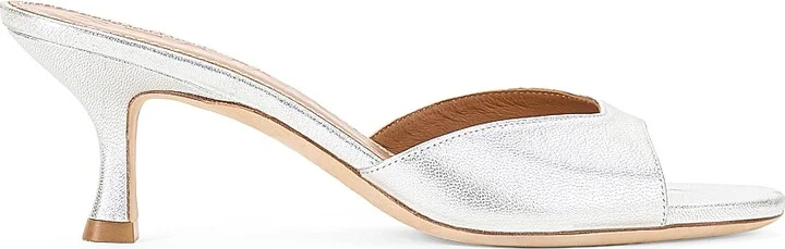 Women's Brigitte 55MM Metallic Leather Mule Sandals - Silver - Size 5
