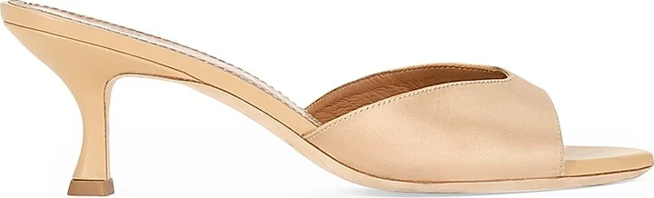 Women's Brigitte 55MM Satin Mules - Camel - Size 6.5