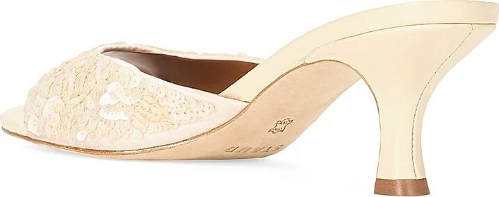 Women's Brigitte 55MM Sequin Sandals - Cream - Size 5 - Image 3