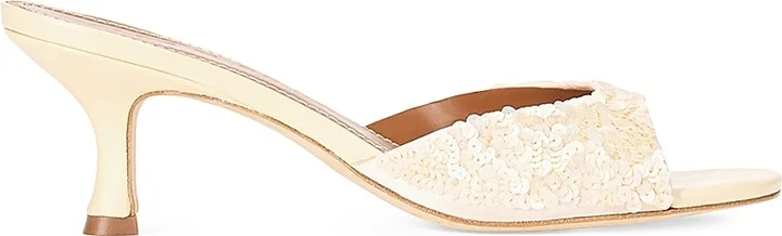 Women's Brigitte 55MM Sequin Sandals - Cream - Size 5