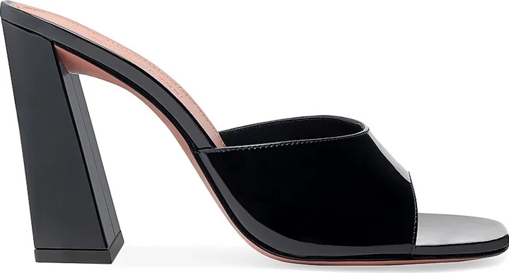 Women's Brigitte 95MM Patent Leather Mules - Patent Black - Size 6.5