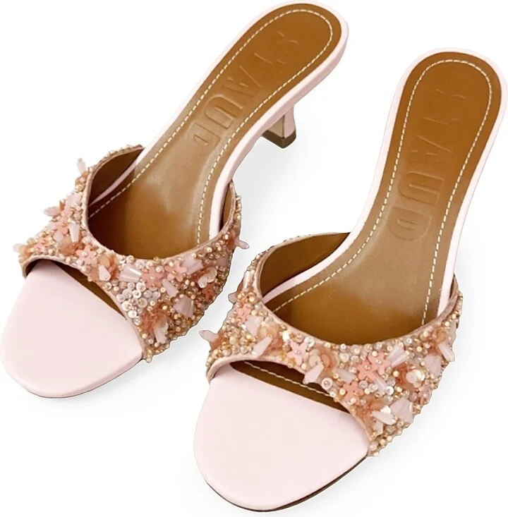Women's Brigitte Embellished 55MM Mules - Pink - Size 5 - Image 4