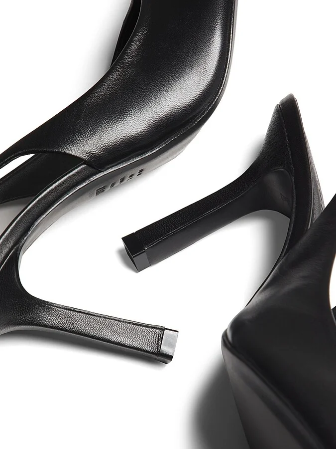 Women's Brigitte Sling 95MM Leather Slingback Pumps - Black - Size 6.5 - Image 5