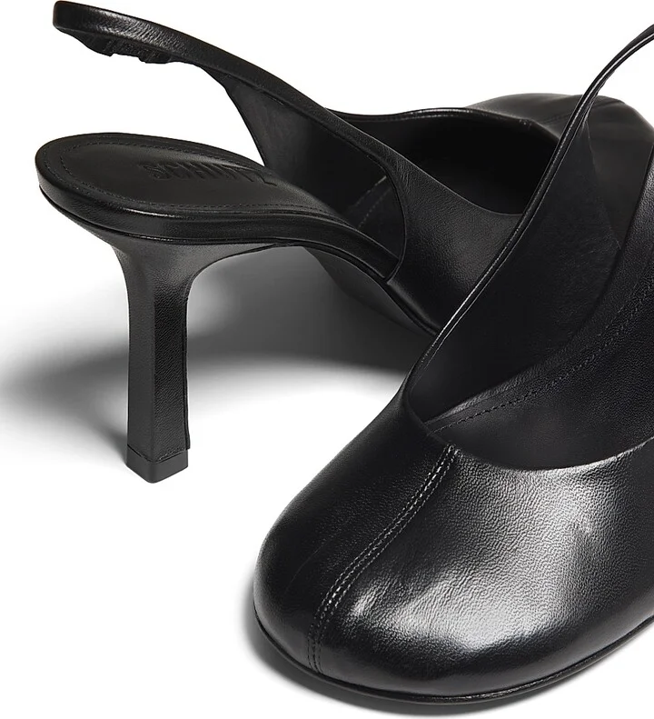 Women's Brigitte Sling 95MM Leather Slingback Pumps - Black - Size 6.5 - Image 6