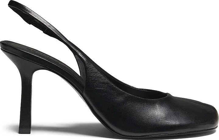 Women's Brigitte Sling 95MM Leather Slingback Pumps - Black - Size 6.5