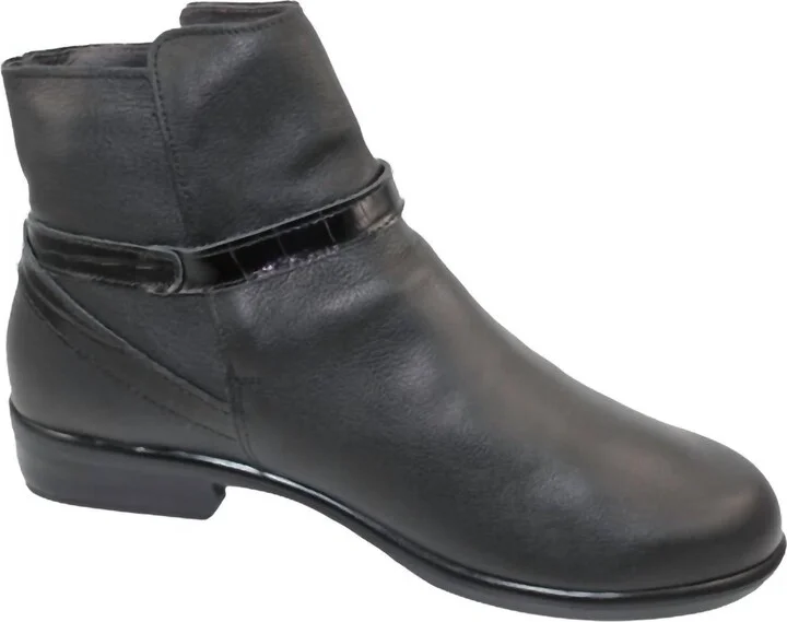 Women's Briza Ankle Boot In Black Leather/ Croc