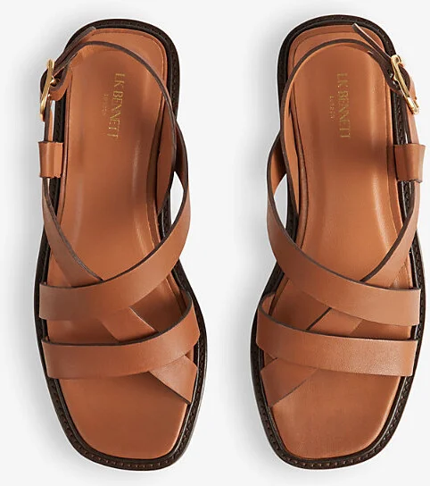Womens Bro-Chocolate Telma Multi-Strap Flat Leather Sandals Eur 42/ 9 Uk Women - Image 2