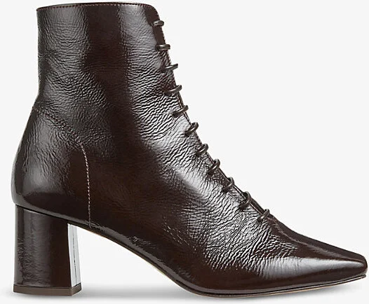 Womens Bro-Dark Chocolate Arabella Lace-Up Leather Heeled Ankle Boots Eur 39 / 6 Uk Women