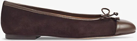 Womens Bro-Dark Chocolate Kara Contrast Toe-Panel Suede Ballerina Flats Eur 38/5 Uk Women