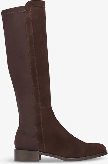 Womens Bro-Dark Chocolate Tallis Elasticated-Panel Leather Knee-High Boots Eur 40 / 7 Uk Women