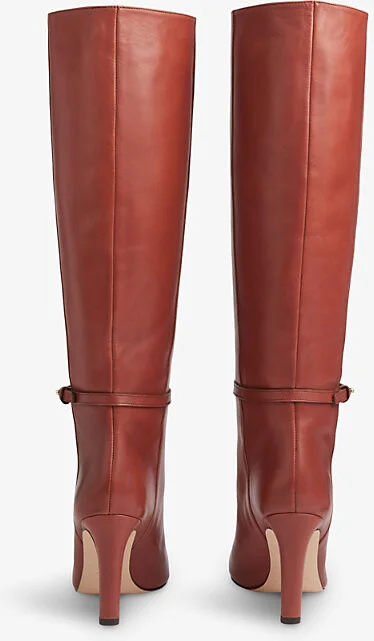 Womens Bro-Light Brown Caterina Almond-Toe Leather Knee-High Boots Eur 39 / 6 Uk Women - Image 2