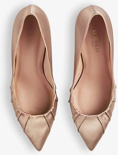 Womens Bro-Mocha Florena Pleated Heeled Satin Courts Eur 36 / 3 Uk Women - Image 2