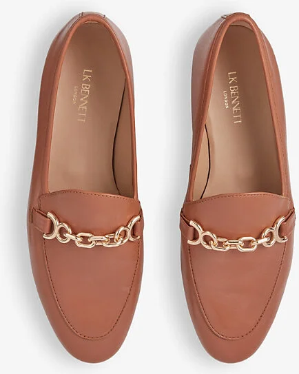 Womens Bro-Tan Adalynn Snaffle-Trim Leather Loafers Eur 38/5 Uk Women - Image 2