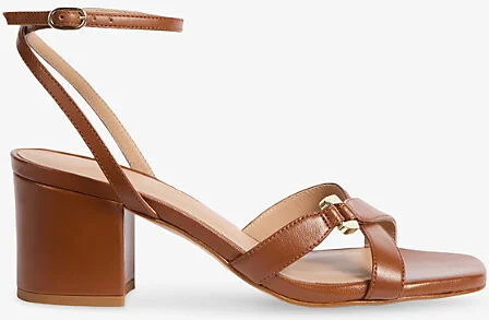 Womens Bro-Tan Ena Heeled Leather Sandals Eur 38/5 Uk Women