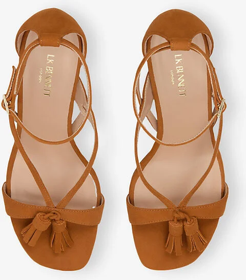 Womens Bro-Tan Jeanie Tassel Heeled Suede Sandals Eur 36 / 3 Uk Women - Image 2