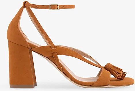 Womens Bro-Tan Jeanie Tassel Heeled Suede Sandals Eur 36 / 3 Uk Women
