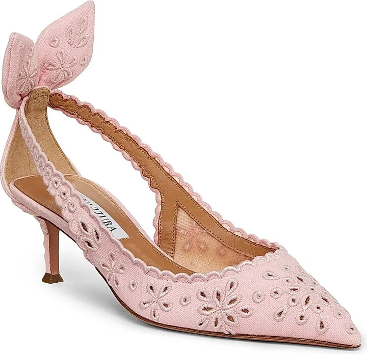 Women's Broderie Bow Tie 50MM Pumps - Petal - Size 5 - Image 2