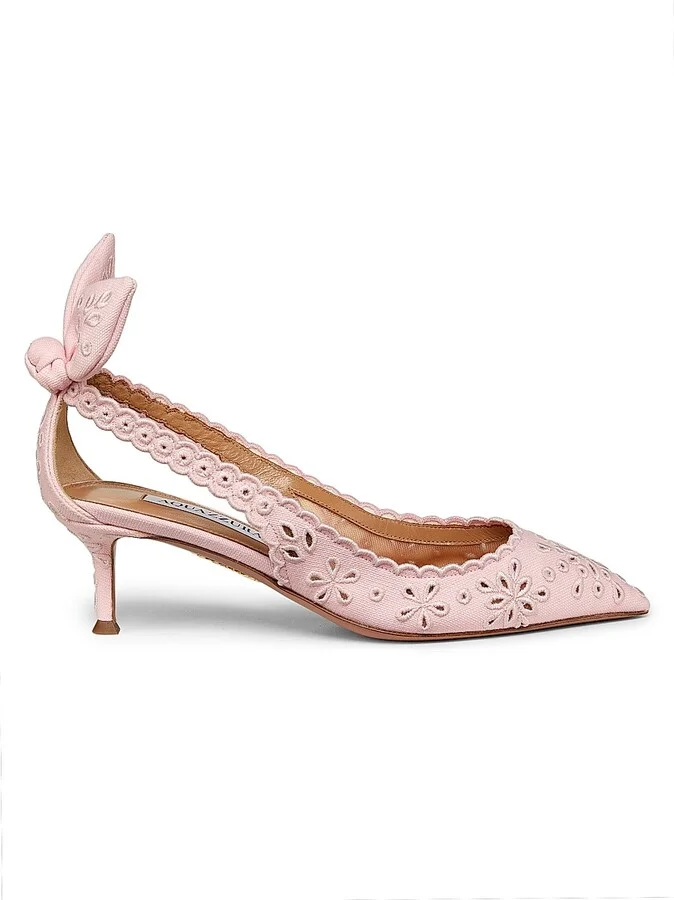 Women's Broderie Bow Tie 50MM Pumps - Petal - Size 5