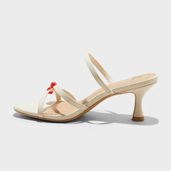 Women's Brodie Charm Strappy Heels with Memory Foam Insole - Wild Fable™ Ivory : Slip-On, Almond Toe, 2.5" Louis Heel - Image 2