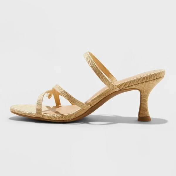 Women's Brodie Strappy Raffia Charm Heels - Wild Fable™ Tan : Slip-On, Memory Foam Insole, Open Toe - Image 2