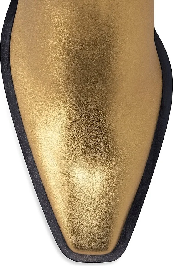 Women's Bronco 40MM Metallic Leather Ankle Boots - Gold - Size 8 - Image 2