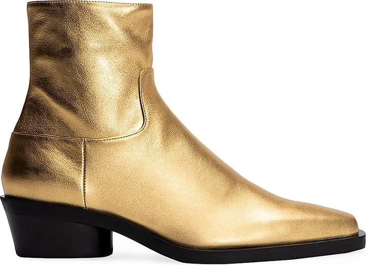 Women's Bronco 40MM Metallic Leather Ankle Boots - Gold - Size 8