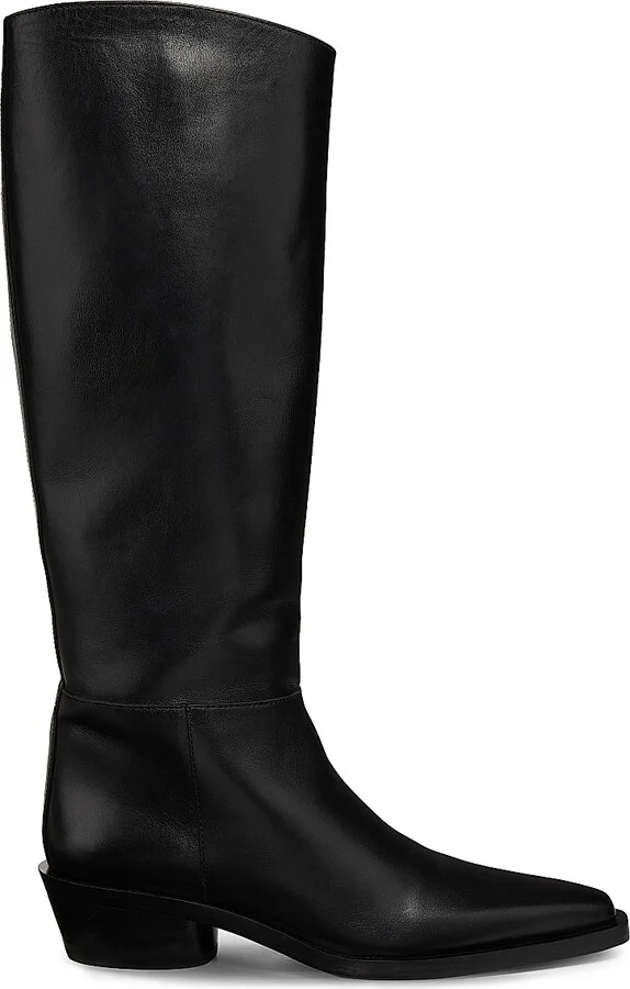 Women's Bronco Leather Knee-High Boots - Black - Size 6