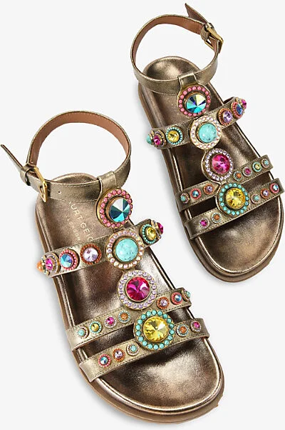 Womens Bronze Com Octavia Flexi Crystal-Embellished Metallic-Leather Sandals Eur 40 / 7 Uk Women - Image 2