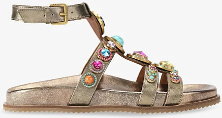 Womens Bronze Com Octavia Flexi Crystal-Embellished Metallic-Leather Sandals Eur 40 / 7 Uk Women