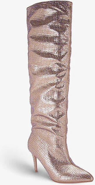 Womens Bronze Com Stand Out Crystal-Embellished Woven Heeled Boots Eur 41 / 8 Uk Women - Image 2