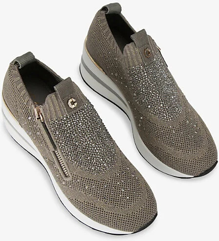 Womens Bronze High Rise Zip Knitted Low-Top Trainers Eur 39 / 6 Uk Women - Image 2