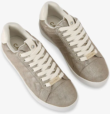Womens Bronze Joyful Quilted Faux-Leather Low-Top Trainers Eur 38/5 Uk Women - Image 2