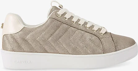 Womens Bronze Joyful Quilted Faux-Leather Low-Top Trainers Eur 38/5 Uk Women