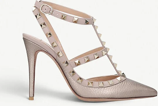 Womens Bronze Rockstud 100 T-Bar Leather Courts Eur 38/5 Uk Women
