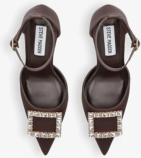 Womens Brown Accession Crystal-Buckle Heeled Satin Sandals Eur 38/5 Uk Women - Image 2